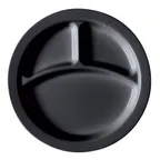 image of Cambro 93CW110 9" Black Polycarbonate 3‑Compartment Plate, 9‑Inch Diameter, Made in USA