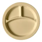 image of Cambro 93CW133 9" Beige PC 3‑Compartment Plate, Scratch‑Resistant Finish, NSF‑Certified, Made in USA