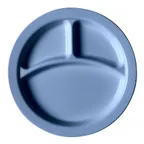 image of Cambro 93CW401 9" Slate Blue PC 3-Comp Plate, 9-Inch, Glossy, Scratch-Resistant, NSF, Made in USA