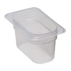 image of Cambro 94PP190 Food Pan – 1/9 Size, 4" Deep Translucent Polypropylene, NSF