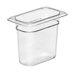 image of Cambro 96PCW135 Camwear Food Pan, 1/9 Size 1.4 Qt, 6" Deep Polycarbonate Clear, NSF