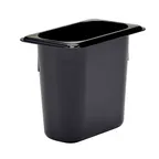 image of Cambro 96PHP110 H‑Pan 1/9 Size 1.4‑Quart 6″ Black Plastic Non‑Stick -40°F to 375°F NSF