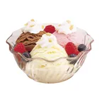 image of Cambro SRB13152 Swirl Bowl, 5" Diameter, 13 Oz Capacity, Clear SAN Plastic, Made in USA - 24/Case