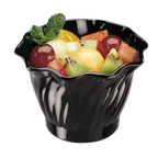 image of Cambro SRB5110 Swirl Bowl, 5 oz (3 in) Diameter, Break-Resist SAN Plastic, Black, USA Made - 24/Case