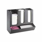 image of Cal-Mil 1013 Cup & Lid Organizer, 13.5"W x 7.25"D x 11.5"H, Black Plastic, 5‑Section, Counter/Wall