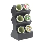 image of Cal-Mil 1016-6 3-Tier Utensil Holder Display, 11x8x20, 6 Compartments, ABS Plastic, Black