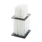 image of Cal-Mil 1228-4 Straw Dispenser, Square Faux Glass Body, Black Acrylic Top & Bottom, Plastic Housing
