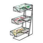 image of Cal-Mil 1235-13-43 Condiment/Flatware Display, 5.25"W X 14"D X 18"H, 3-Tier, Removable Acrylic Bins