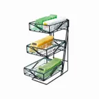 image of Cal-Mil 1235-TEA Glacier Tea Center, 7.5"W X 14.5"D X 18"H, 3-Tier, Removable Acrylic Bins
