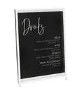 image of Cal-Mil 1264-15 Sign Holder – 8.5" x 11" Acrylic with Black Iron Frame, White Finish, Menu Display
