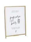 image of Cal-Mil 1264-90 Sign Holder, 8-1/2" X 11"H, Clear Acrylic With Iron Frame, Gold Finish