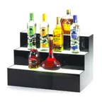 image of Cal-Mil 1269 Underlit 3‑Tier Bottle Display, 24"W x 14½"D x 15½"H Black Acrylic ColorSync to Music