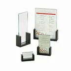image of Cal-Mil 1510-46-96 Midnight Bamboo Menu/Card Holder, 4"W X 6"H, U-Frame, Acrylic Insert Base