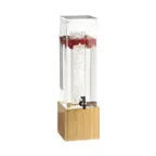 image of Cal-Mil 1527-3-60 Dispenser, 3‑Gallon Acrylic With Wood Base, Ice Chamber, 8¼×9¾×25¾in, BPA‑Free