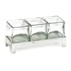 image of Cal-Mil 1560-2 Jar Display, 12"W X 4.25"D X 2"H (3) Glass 4" X 4" Jars, Aluminum Frame