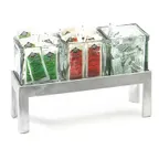 image of Cal-Mil 1560-4 Jar Display, 12"W X 4.25"D X 4"H (3) Glass 4" X 4" Jars, Aluminum Frame