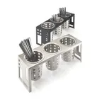 image of Cal-Mil 1608-55 3-Compartment Stainless Steel Utensil Holder Display, 16x5.25x6in