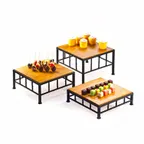 image of Cal-Mil 1711-5-60 Riser, 12"W X 12"D X 5"H, Bamboo Top, Iron Frame