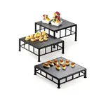 image of Cal-Mil 1711-7-65 Display Riser - 12" W x 12" D x 7" H Slate Top, Black Iron Frame, Metal Base