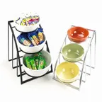 image of Cal-Mil 1712-10-13 Mission Style Bowl Display Frame Only, 3-Tier, Accommodates (3) 10" Dia. Bowls