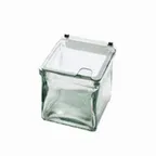 image of Cal-Mil 1807-N Notched Clear Lid, 4" Diameter, Stainless Steel Hinge, Clear - Condiment Holder