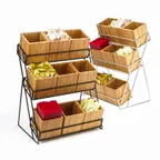 image of Cal-Mil 1817-13 Tiered Display, 13"W X 9.5"D X 17.5"H, 3-Tier (9) Bamboo Bins
