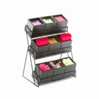 image of Cal-Mil 1817-96 Midnight Bamboo Tiered Display, 13"W X 9.5"D X 17.5" H, 3-Tier (9) Midnight Bamboo Bins
