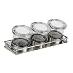 image of Cal-Mil 1850-4-55NL Cold Condiment Display, (3) 16 Oz. Round Glass Jars With Silicone Lined Stainless Steel Notched Lids