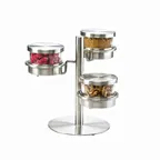 image of Cal-Mil 1855-4-55 Mixology Condiment Display, 14"W X 11"D X 11.25"H, 3-Offset Tiers