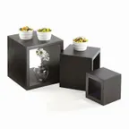 image of Cal-Mil 1915-96 Midnight Bamboo Square Riser Set – 3 Black Wood Risers 9" , 7" , 5"