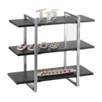 image of Cal-Mil 1940-96 Midnight Bamboo Riser, 28"W X 12"D X 24"H (3) Shelves, Silver Metal Frame