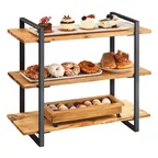 image of Cal-Mil 1940-99 Madera Riser, 28"W X 12"D X 24"H (3) Shelves, Black Metal Frame
