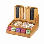 image of Cal-Mil 2019-60 Condiment Station, 15"W X 14.25"D X 9.25"H (3) Section, Bamboo