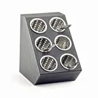 image of Cal-Mil 2049 Cylinder Holder, Double Tower, 6 Compartments, 11½" × 15¾" × 15¾" ABS Plastic, Black