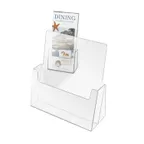 image of Cal-Mil 208 Clear Acrylic Brochure Card Holder, 4"W x 1.5"D x 8"H