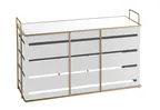 image of Cal-Mil 22087-13-15 Riser, 20.5"W X 7"D X 13"H, Rectangular, Gold Wire Frame