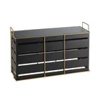 image of Cal-Mil 22087-13-90 Empire Riser, 20.5" W x 7" D x 13" H Black Metal, Gold Frame, 1‑2 Steps 12‑16"