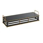 image of Cal-Mil 22087-5-90 Empire Riser Black Rectangular Metal Gold Wire Frame 20½"W x 7"D x 5"H 5"‑8" 9"