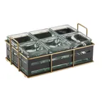 image of Cal-Mil 22092-90 Empire Jar Display, 12.5"W X 8.5"D X 5.25"H (6) Glass Jars Included, Gold Wire Frame