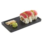 image of Cal-Mil 22098-13 Serving Tray, 8"W x 4"D x 1/2"H, Rectangular, Stackable, Melamine, Black