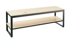 image of Cal-Mil 22341-64-71 Table – 64½" W x 18" D x 24¼" H, 2‑Tier Nesting, Maple Shelf, Metal Frame