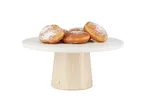 image of Cal-Mil 22378-125-71 Blonde Cake Stand, 12" x 5", Corian Plate on Maple Wood Base