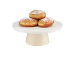 image of Cal-Mil 22378-93-71 Blonde Cake Stand, 9" Dia x 3½" H, White Corian Plate, Maple Wood Base