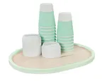 image of Cal-Mil 22379-1316-107 Blonde Serving Tray, 13" x 16", Oval Maple Tray with Matcha Rim