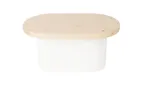 image of Cal-Mil 22411-7-71 Oval Riser, 18" x 10" x 7" H, Maple Wood Top, White Metal Base, Natural, 1 Step