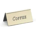 image of Cal-Mil 228-1-011 Beverage Tent Sign – 3"W x 1-1/2"H Gold Metal Tabletop Display for Coffee Menus