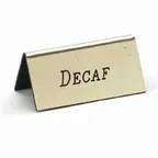 image of Cal-Mil 228-2-011 Gold Metal Beverage Tent Sign, 3" W x 1½" H, Printed Table Sign For Dining Numbers