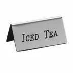 image of Cal-Mil 228-5-010 Beverage Tent Sign – Iced Tea, 3" W x 1-1/2" H, Silver Metal Printed Sign