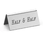 image of Cal-Mil 228-8-010 Beverage Tent Sign - Half & Half Display, 3" W x 1½" H, Silver Metal Printed Sign