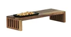 image of Cal-Mil 23136-1975-78 Sydney Riser, 19" W x 7" D x 5" H Walnut Stand, Width 10-19" Height 5-8"